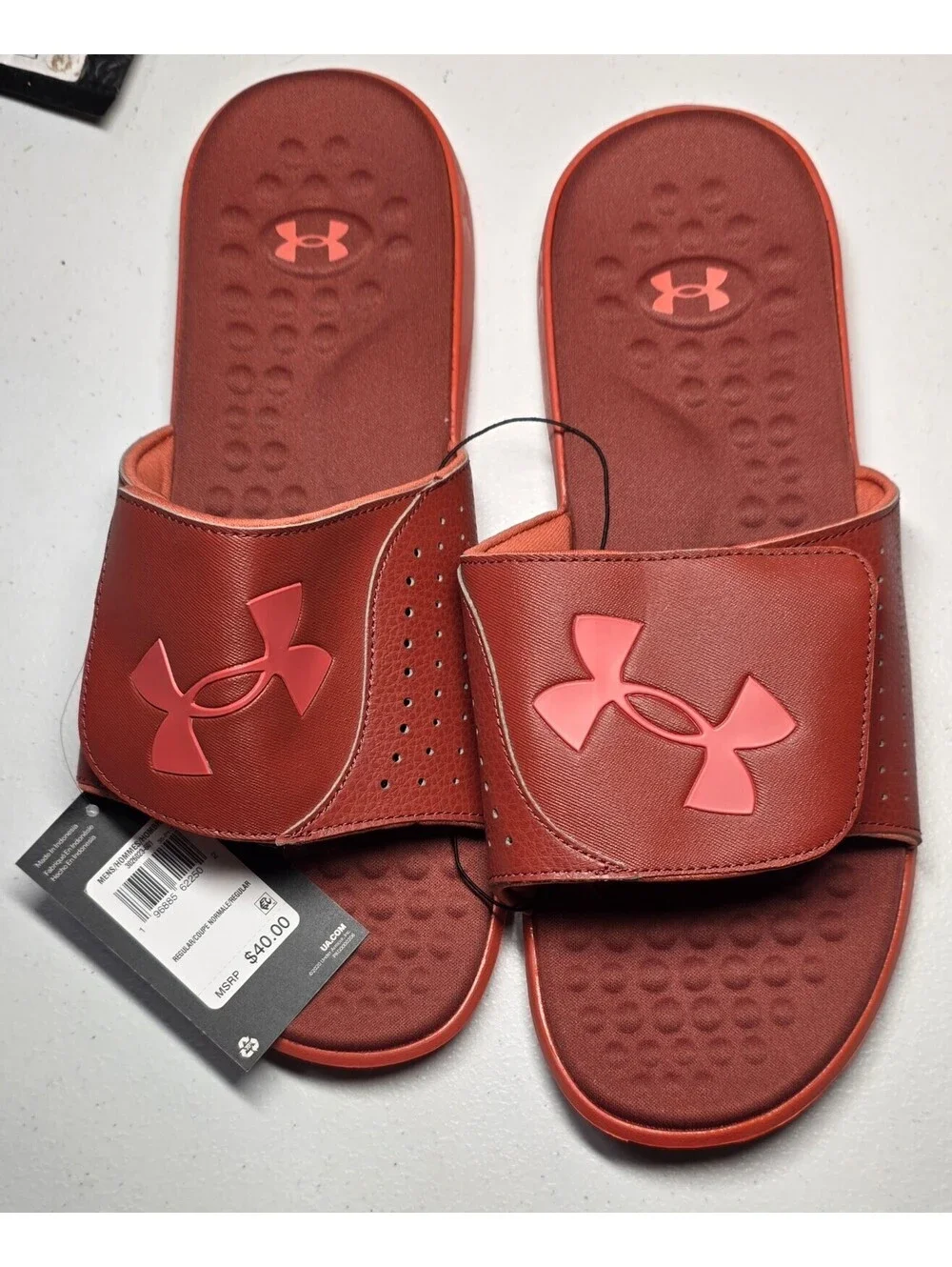 Under Armour Adjustable Red Slide Sandals - Size 10 - New with Tags
